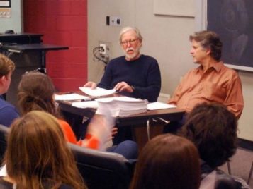 Jim Kouf and David Greenwalt, screenwriters of GRIMM, visit FTVM and critique student work.  